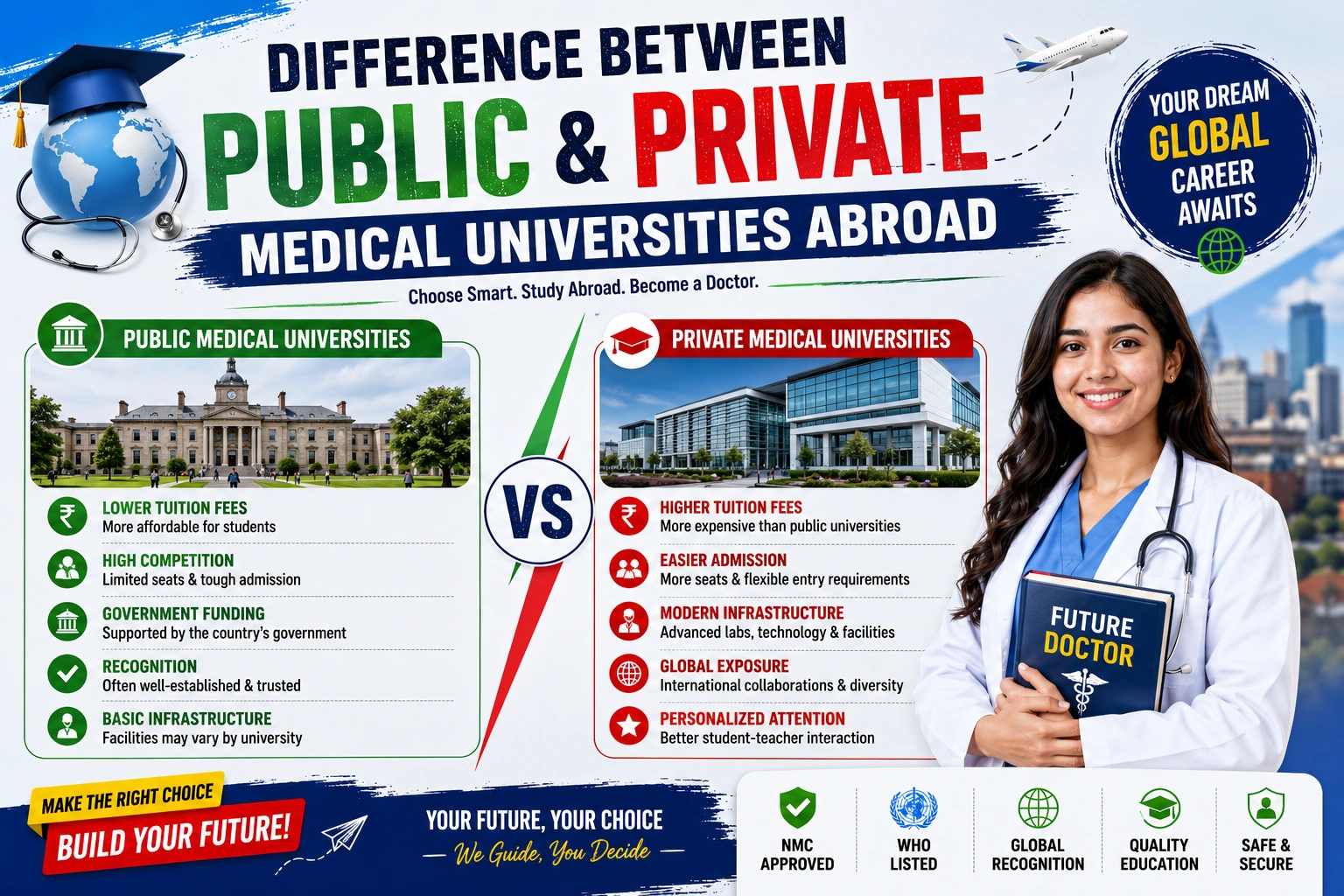 Difference Between Public and Private Medical Universities Abroad